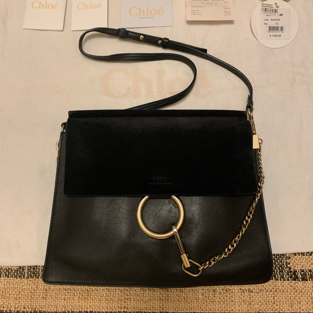 Chloe Faye medium leather and suede shoulder bag